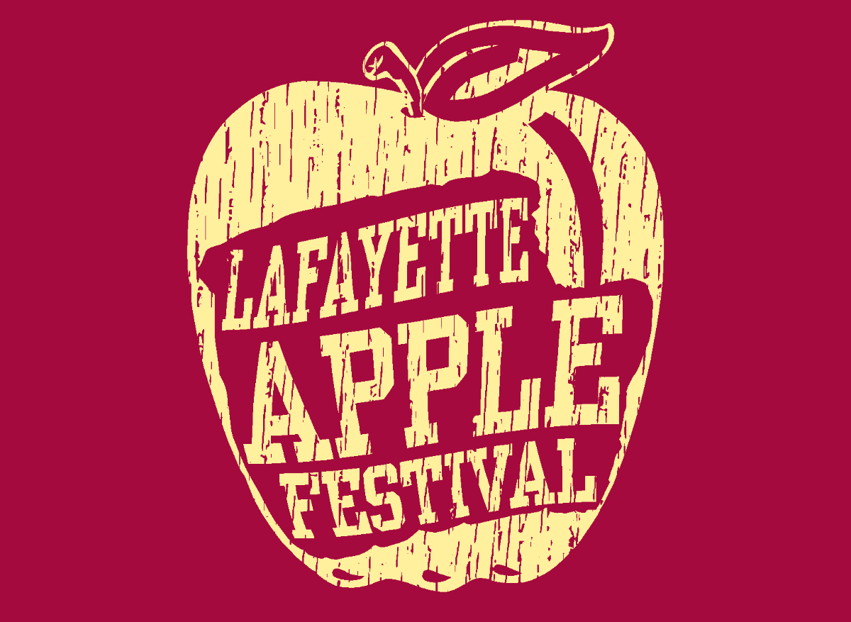 Distressed apple-shaped Lafayette Apple Festival artwork